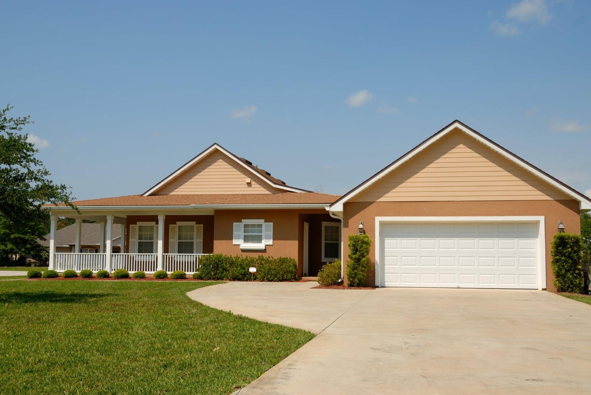 Ranch house with a new attached garage